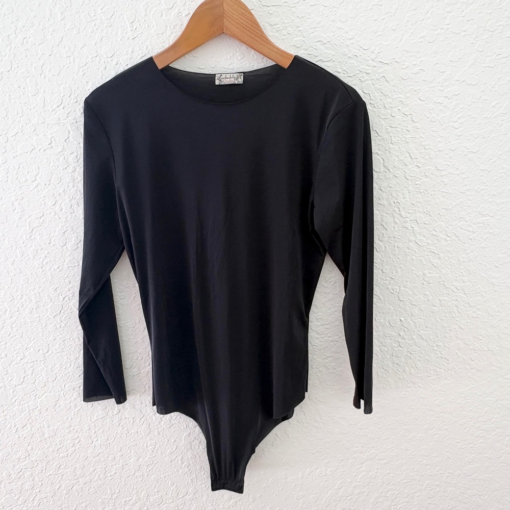 Free People Long Sleeve Bodysuit S Black Minimalist Basic